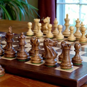 Wooden chess set with  premium wood pieces (3.25&quot; king)