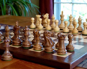 Wooden chess set with  premium wood pieces (3.25&quot; king)