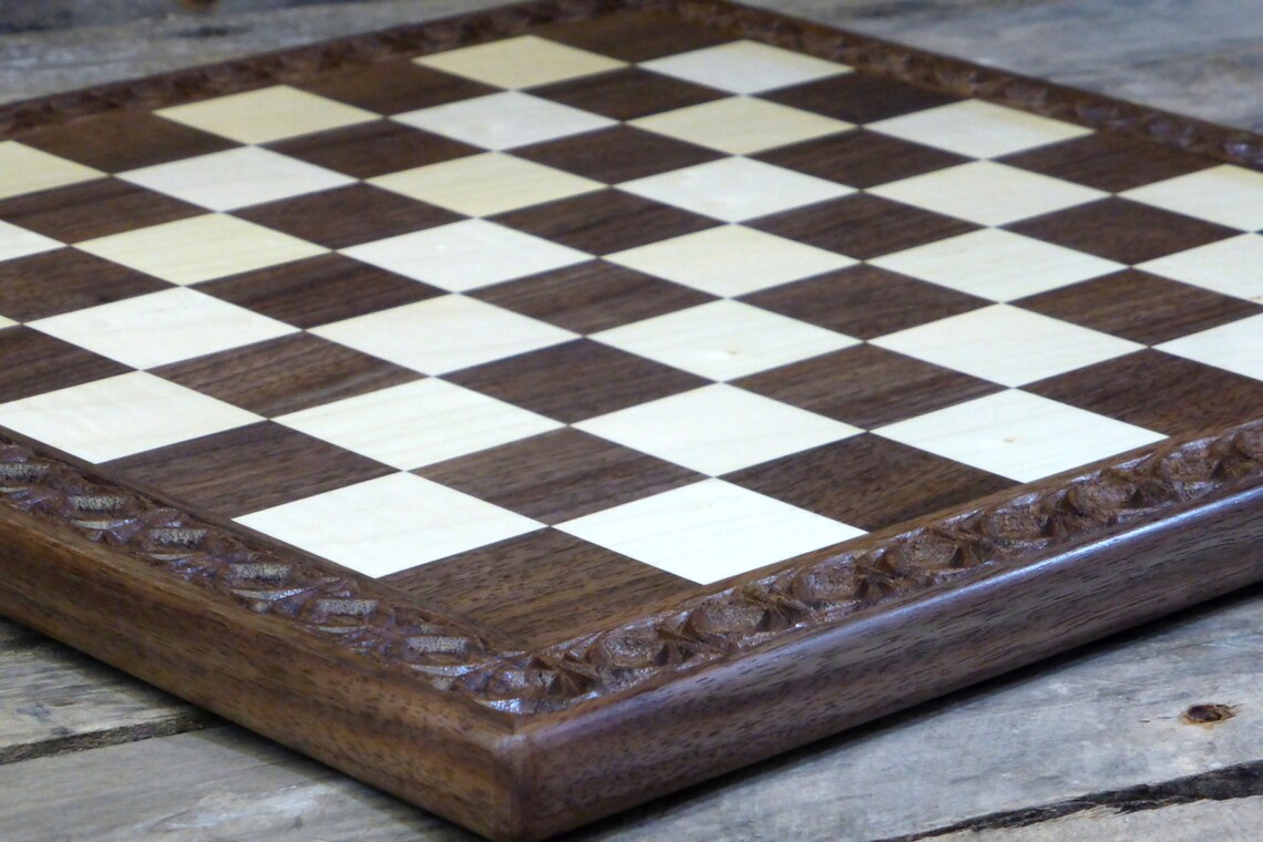Wooden checkerboard with wooden checkers handmade wooden Etsy