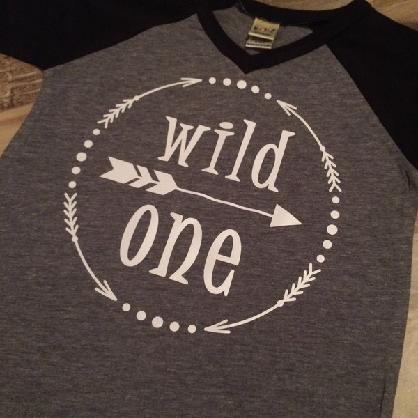 Raglan black and gray wild one arrow hipster shirt