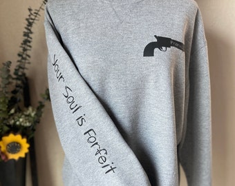 Critical Role Inspired Percy De Rollo Forfeit Soul Casual Sweatshirt Graphite Heather Gildan G180 Dungeons and Dragons Vox Machina