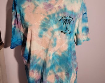 Blue Ocean Bay Honolulu Tie Dye T Shirt Blue Pink Size Large