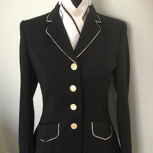 HHD Dressage Equestrian Stretch Show Jacket Black/Navy Blue with Rose Gold