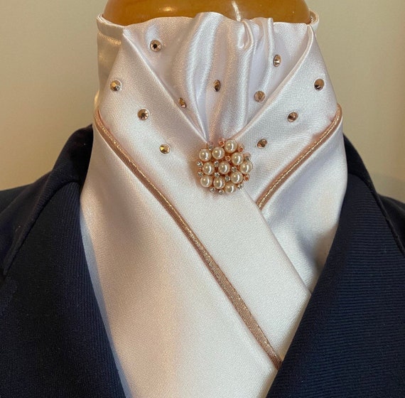 HHD White Satin Dressage Equestrian Stock Tie Rose Gold Piping - Etsy  Singapore