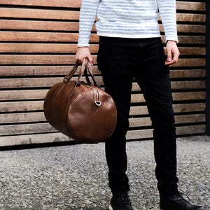 Brown Leather Duffle Bag Men Small Shoulder Travel Weekender - Etsy