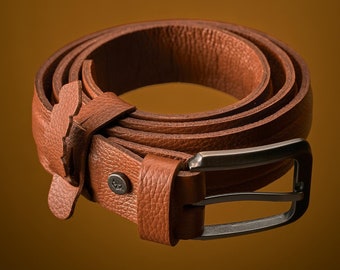Tan Leather Belt, Minimalist Belt, Belt for Men, Full grain Leather Belt, Handmade Belt, All Leather Belt, Custom Belt, Gifts for Men