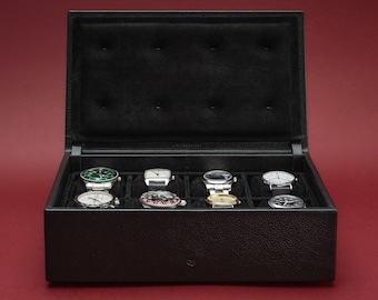 Black Watch Box, Leather Watch Case 5–12 Pieces, Watch Display Case, Watch Organizer Box, Custom Watch Box, Watch Holder, Luxury Watch Case