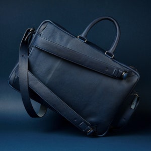 Navy Briefcase Backpack, Backpack Briefcase Combination, Laptop Briefcase, Tech Backpack, Shoulder Bag, Leather Briefcase Bag, Mens Gift