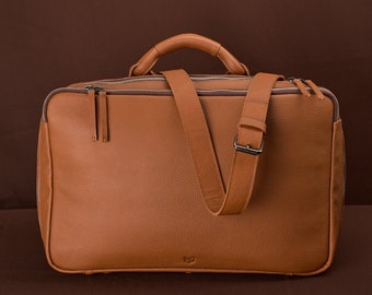 Tan Leather Weekender Bag, Mens Duffle Bag, Travel Duffle Bag, Handmade Travel Bag, Weekend Bag, Custom Duffle, Personalized Monogram