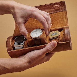 Leather sale watch case