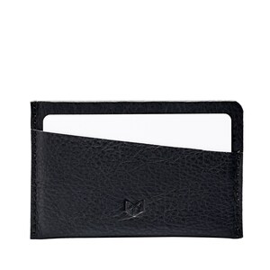 Titular de tarjeta de cuero negro para hombres, estuche para tarjetas de crédito comerciales, billetera minimalista de diseñador delgado, bolsa de dinero, regalos hechos a mano, hecho a mano para hombres