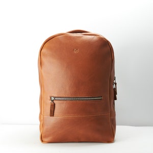 Tan Leather Backpack Laptop Men, Handmade Travel Bag, Camera Rucksack, DaypackWork Bookbag, Urban Weekender, Personalized Monogram Gift image 3