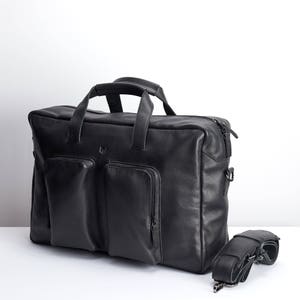 Black Leather Messenger Bag Men Briefcase Satchel Bag - Etsy