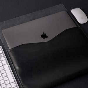 Zwart lederen MacBook Air-hoesje, MacBook Pro 13-inch hoesje, MacBook Pro 16-inch hoesje, MacBook-hoes, MacBook Pro-hoes, MacBook Air M1-hoes