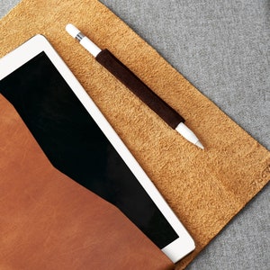 Tan Leather Microsoft Surface Go, Laptop, Pro, Book Sleeve, Microsoft Pencil Holder, Protective Folio Carrying Bag, Custom Engraved Gifts