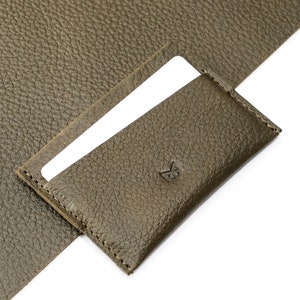Porte-cartes Cuir Vert Hommes, Cartes De Crédit Et Étui D'affaires, Porte-cartes Minimaliste, Porte-monnaie. Monogramme Personnalisé Cadeau