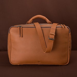 Tan Leather Weekender Bag, Mens Duffle Bag, Travel Duffle Bag, Handmade Travel Bag, Weekend Bag, Custom Duffle, Personalized Monogram