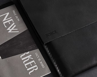 Black Leather iPad Case, iPad mini, iPad Air, iPad Pro 11-in, iPad Pro 12.9-in Sleeve, iPad with Magic Keyboard Cover, Custom iPad Sleeve