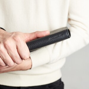 Cartera de documentos para tableta y portátil de cuero negro para hombres, estuche para archivadores A4, organizador de trabajo empresarial. Folio Carta. Regalo de monograma personalizado imagen 8