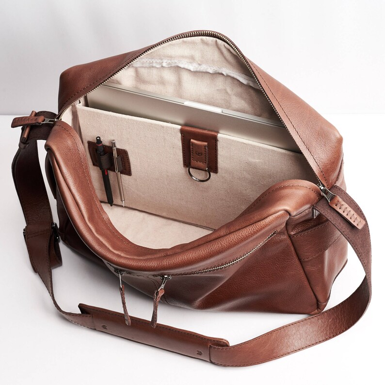 Brown Leather Shoulder Bag, Handmade Satchel Men, Crossbody Messenger Travel Laptop Computer Carry On Courier, Men Gifts, Gifts for Men image 4