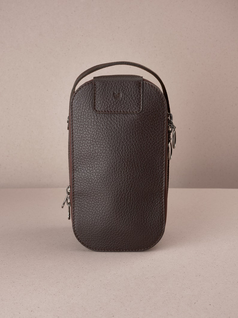 Dark Brown Leather Dopp Kit, Handmade Personalized Toiletry Bag, Travel Shaving Kit Bag, Mens Dopp Kit, Groomsmen Gift Men, Custom Monogram image 8