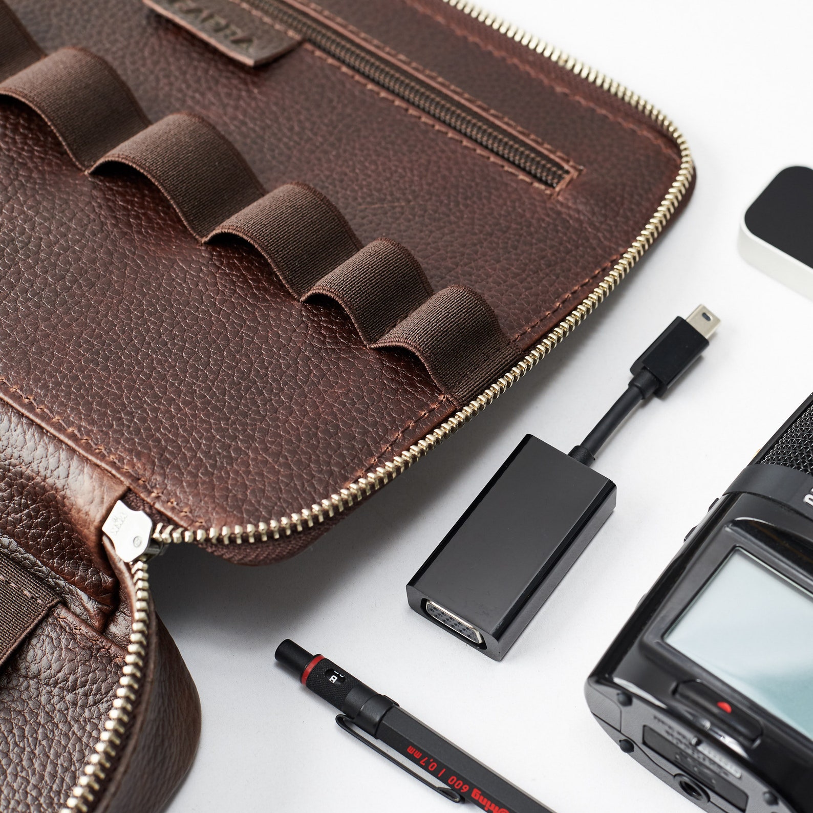 Dark Brown Leather Travel Tech Organizer Men Ipad Case Etsy