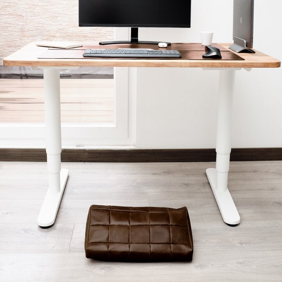 Tan Leather Footrest Cover, Ergonomic, Foot Rest Desk, Home Office