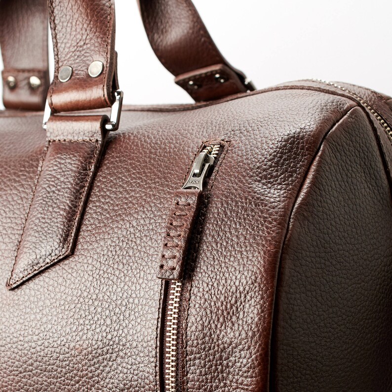 Dark Brown Leather Duffle Bag Large Mens Bag Weekend Bag Etsy