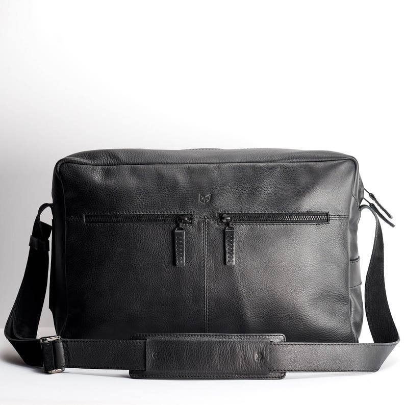Black Leather Shoulder Bag Handmade Satchel Men Crossbody Etsy