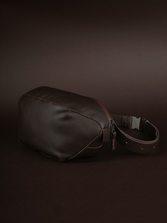 Dark Brown Sling Bag, Crossbody Fanny Pack, Leather Waist Pack, Sling Pack, Small Sling Bag, Everyday Carry Bag, Custom Sling Bag, Mens Gift