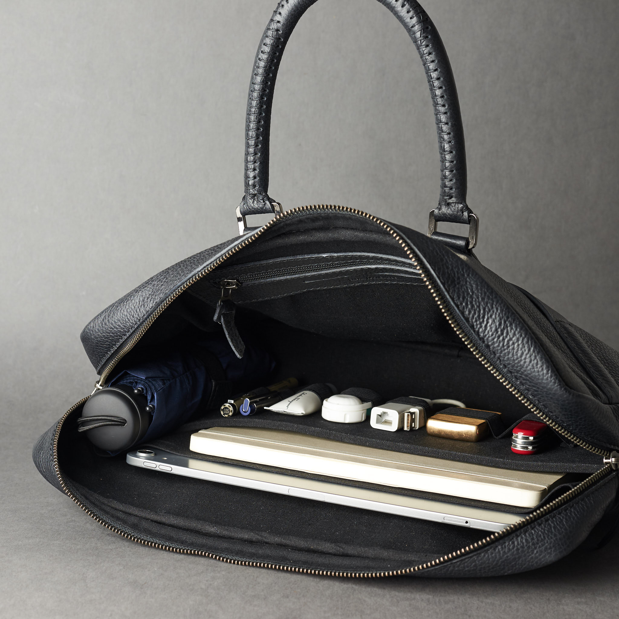 Black Leather Office Briefcase Men Attache, Document Portfolio ...