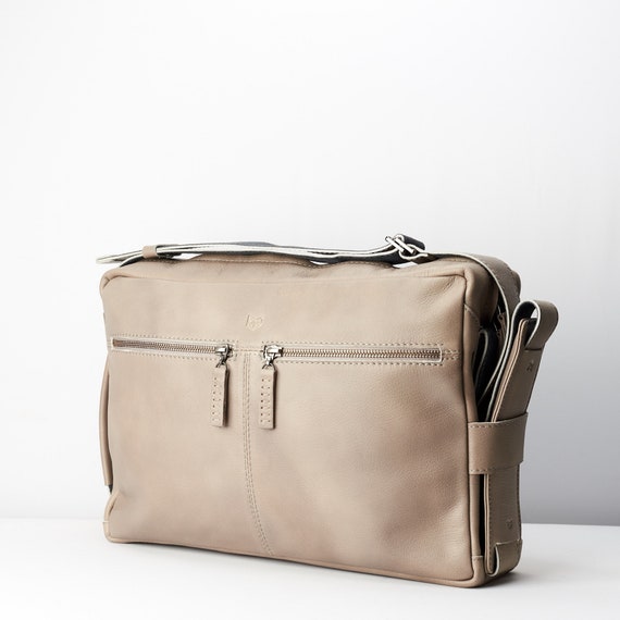 Grey leather messenger bag hotsell