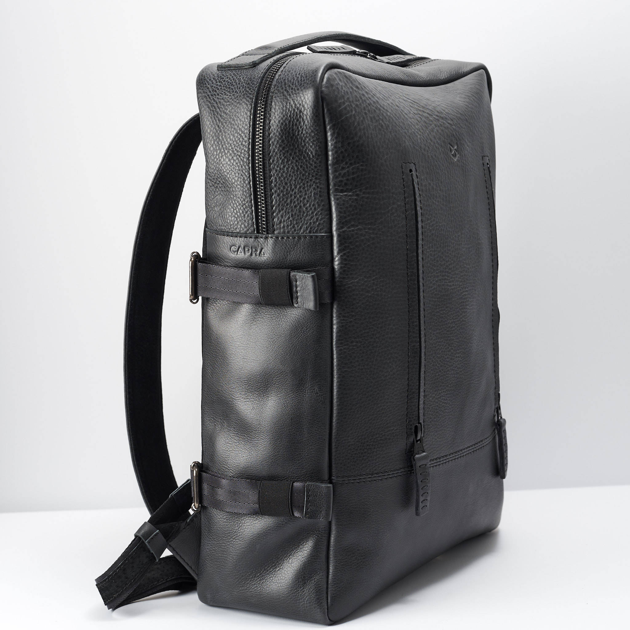 GM MILAN Men's Leather Large Hard Backpack New USB Travel Black Notebook