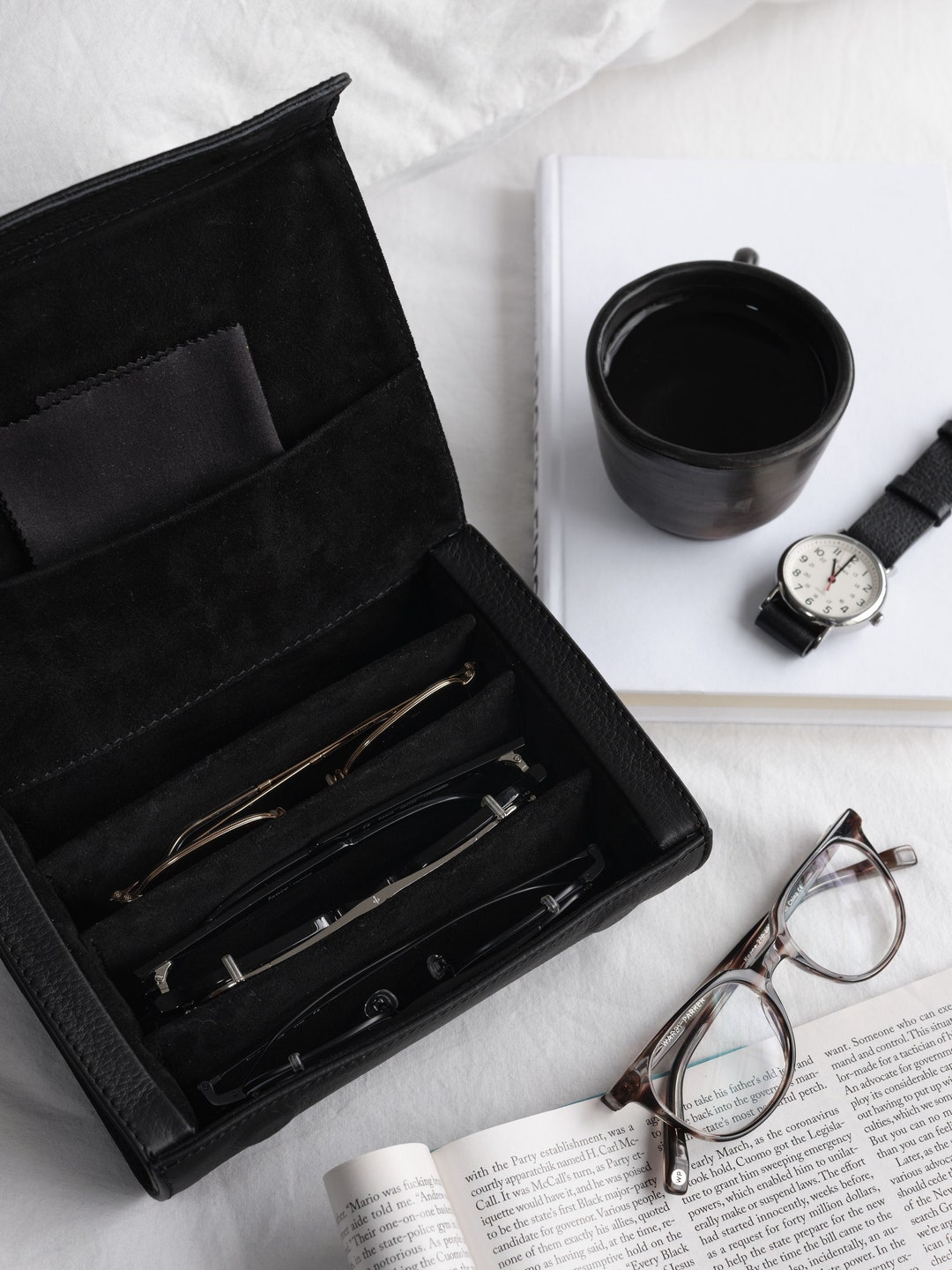 Multiple Sunglasses Travel Case Black, Glasses Case, Hard