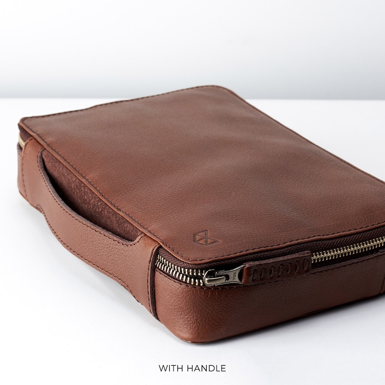 Brown Leather Travel Tech Organizer Men Ipad Case Etsy