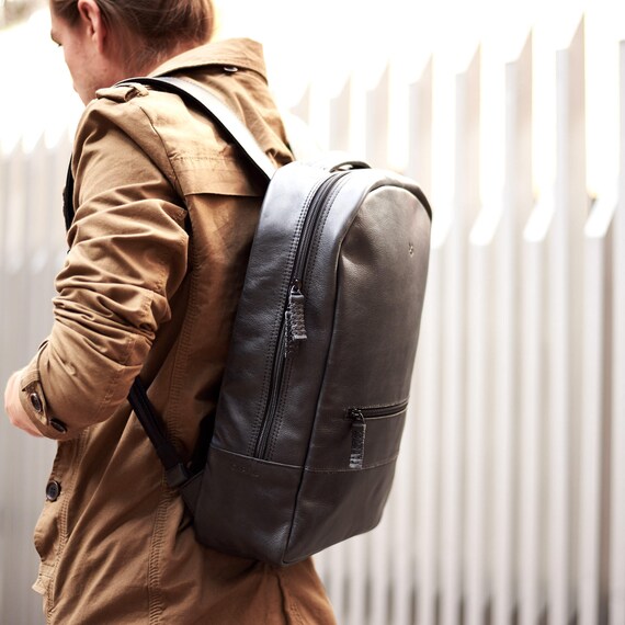 Black Leather Backpack Laptop Men Handmade Travel Bag Camera | Etsy