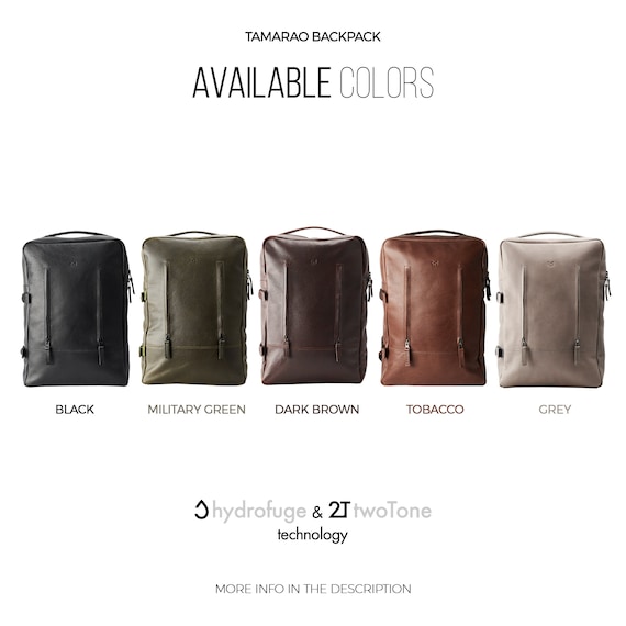 Black Leather Laptop Backpack Men, Travel Rucksack, Handmade