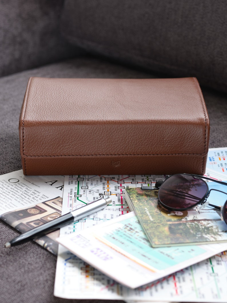 Multiple Sunglasses Travel Case Brown, Glasses Case, Hard Eyeglass Case, Sunglasses Leather Case, Sunglass Display Storage Case, Custom image 10