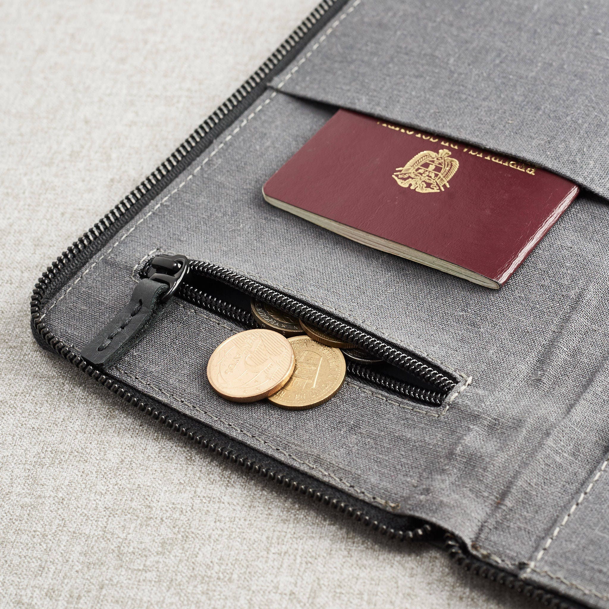 Black Leather Travel Document Organizer Men Passport Wallet Etsy