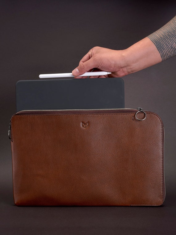 Brown Leather iPad Case With Magic Keyboard, Sleeve, Bag for iPad