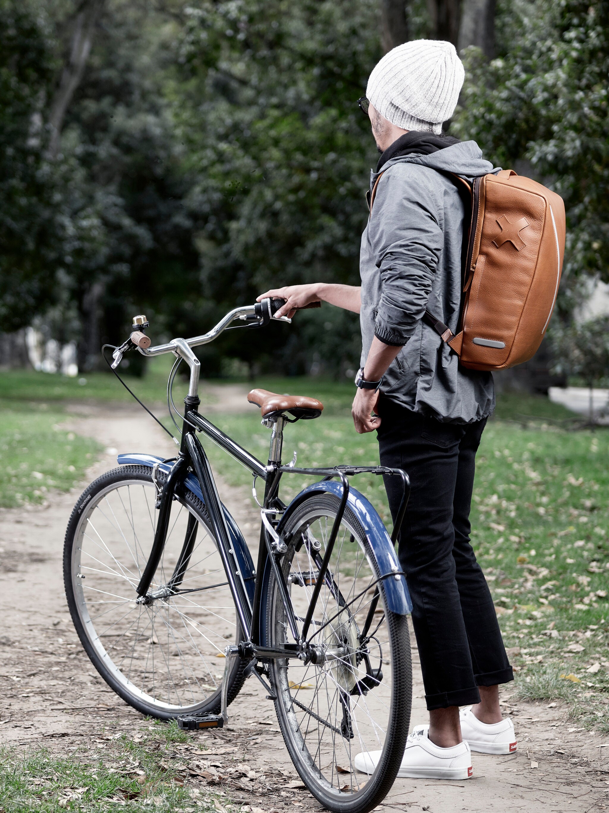 Tan Leather Bike Backpack Urban 