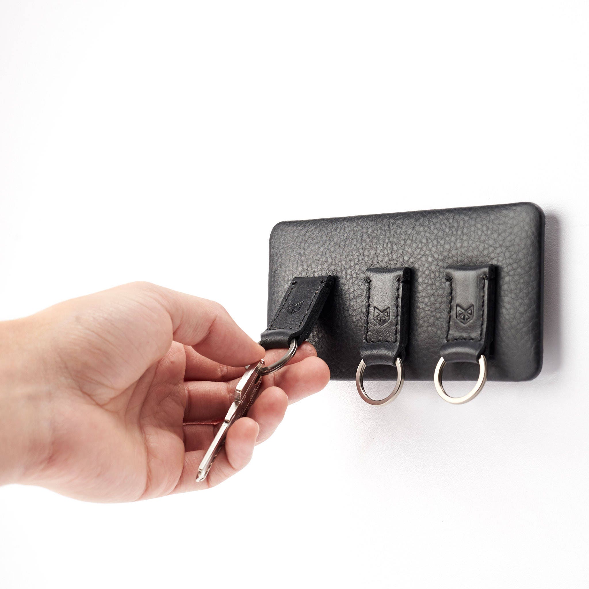 black leather key holder