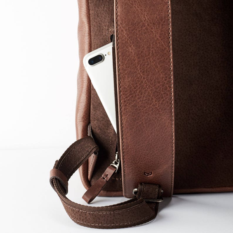 Brown Leather Laptop Backpack Men. Travel Rucksack, Handmade Bookbag, Camera Designer Bag, Work Urban City Daypack, Custom Engraving Gift image 5