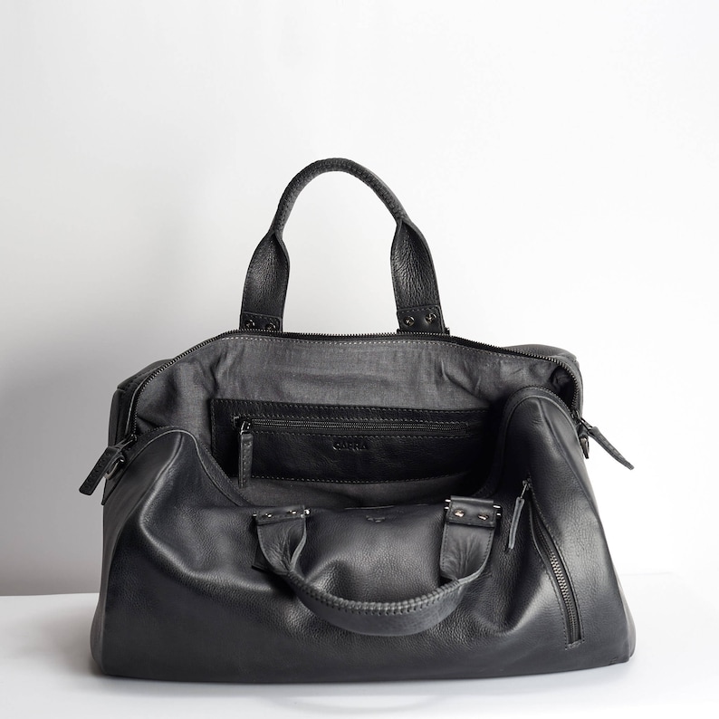 Black Leather Duffle Bag Large Mens Bag Weekend Bag Gym - Etsy