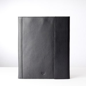 Black Leather Laptop Tablet Document Portfolio for Men, A4 File Holder Case, Business Work Organizer. Letter Folio. Custom Monogram Gift image 3