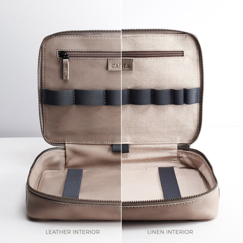 Gray Leather Travel Tech Organizer Men Ipad Case Electronics Etsy