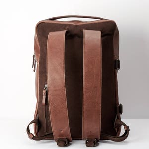 Brown Leather Laptop Backpack Men. Travel Rucksack, Handmade Bookbag, Camera Designer Bag, Work Urban City Daypack, Custom Engraving Gift image 3