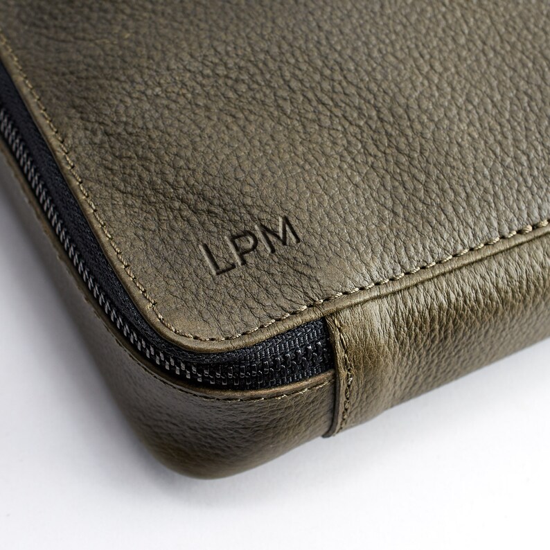 Green Leather Travel Tech Organizer Men Ipad Case Etsy