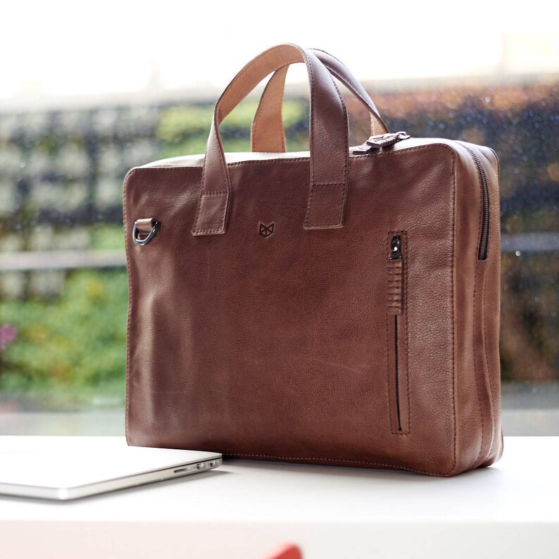 Brown Leather Briefcase Men Attache Portfolio Messenger - Etsy