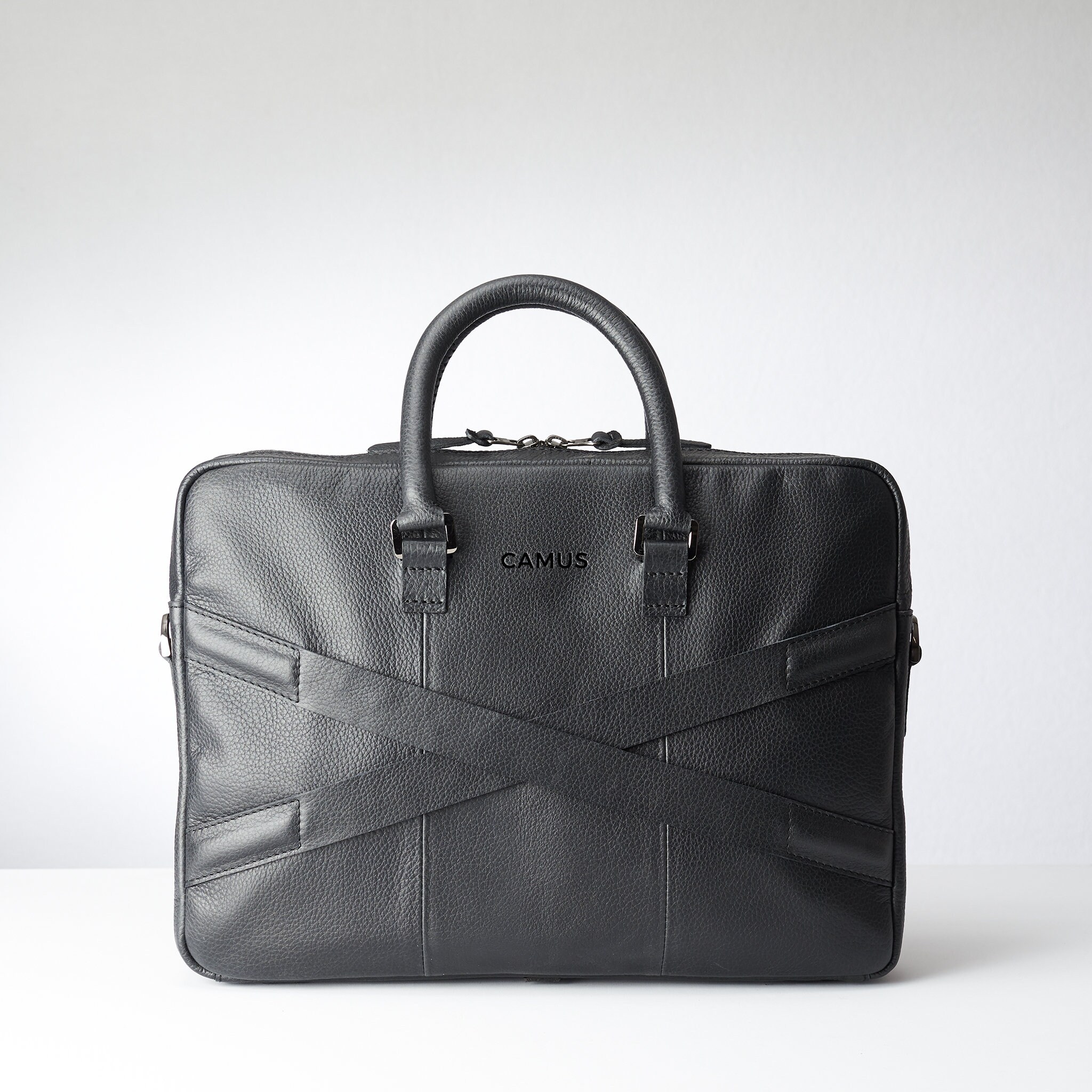 Black Leather Office Briefcase Men Attache, Document Portfolio ...